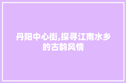 丹阳中心街,探寻江南水乡的古韵风情