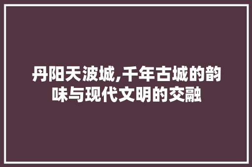 丹阳天波城,千年古城的韵味与现代文明的交融  第1张