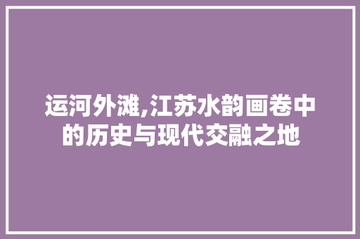 运河外滩,江苏水韵画卷中的历史与现代交融之地