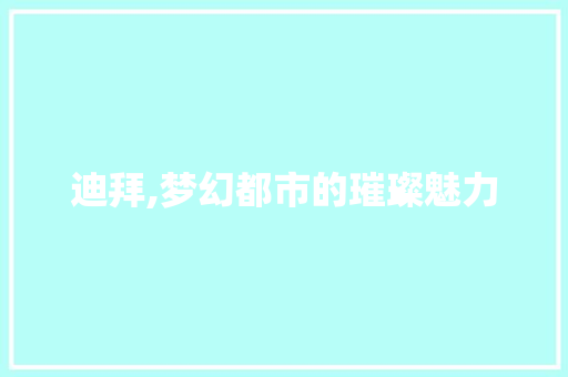 迪拜,梦幻都市的璀璨魅力