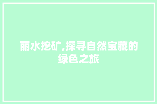 丽水挖矿,探寻自然宝藏的绿色之旅