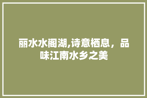 丽水水阁湖,诗意栖息，品味江南水乡之美