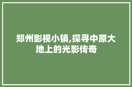 郑州影视小镇,探寻中原大地上的光影传奇