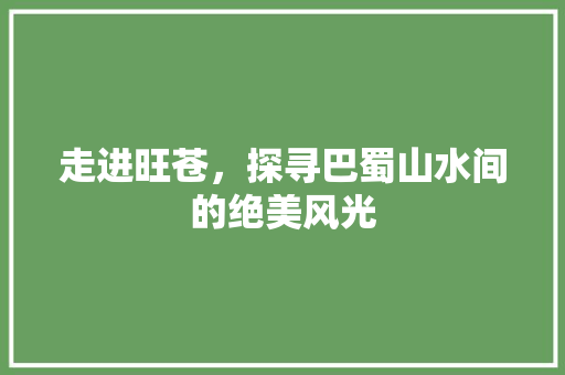 走进旺苍，探寻巴蜀山水间的绝美风光