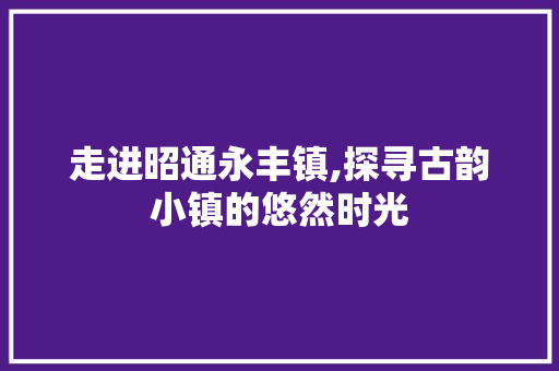 走进昭通永丰镇,探寻古韵小镇的悠然时光  第1张