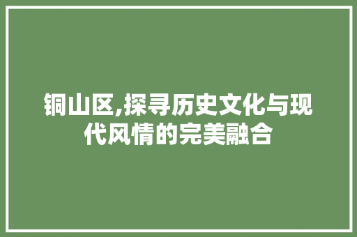 铜山区,探寻历史文化与现代风情的完美融合