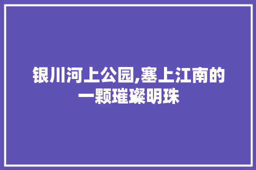 银川河上公园,塞上江南的一颗璀璨明珠