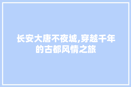 长安大唐不夜城,穿越千年的古都风情之旅