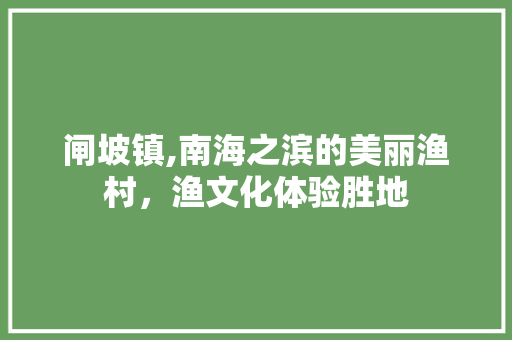 闸坡镇,南海之滨的美丽渔村，渔文化体验胜地