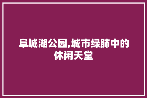 阜城湖公园,城市绿肺中的休闲天堂