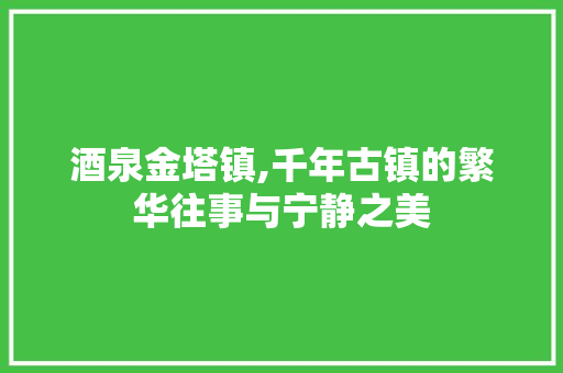 酒泉金塔镇,千年古镇的繁华往事与宁静之美