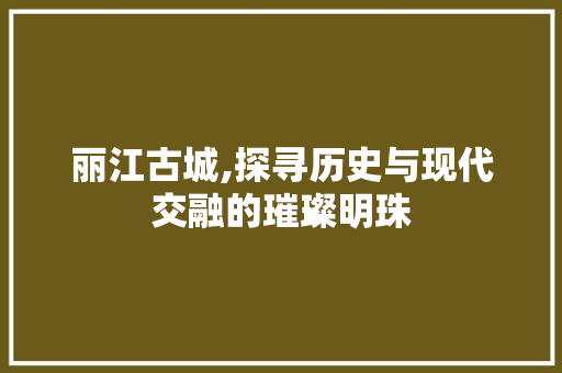 丽江古城,探寻历史与现代交融的璀璨明珠  第1张