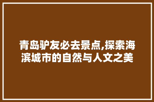 青岛驴友必去景点,探索海滨城市的自然与人文之美