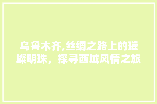 乌鲁木齐,丝绸之路上的璀璨明珠，探寻西域风情之旅