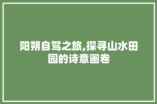 阳朔自驾之旅,探寻山水田园的诗意画卷