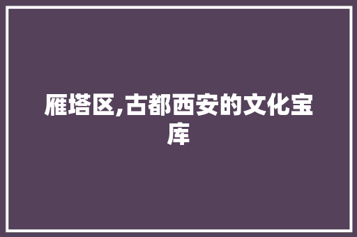 雁塔区,古都西安的文化宝库  第1张