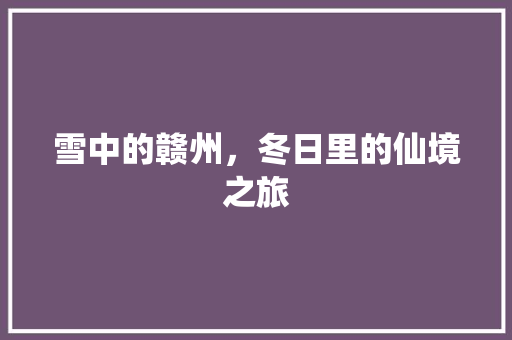 雪中的赣州，冬日里的仙境之旅