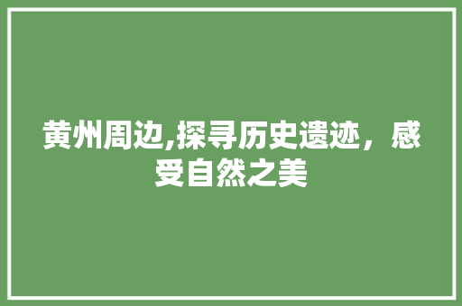 黄州周边,探寻历史遗迹，感受自然之美