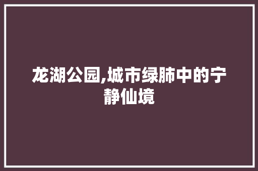 龙湖公园,城市绿肺中的宁静仙境