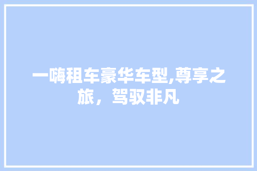 一嗨租车豪华车型,尊享之旅，驾驭非凡