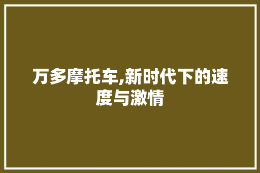 万多摩托车,新时代下的速度与激情