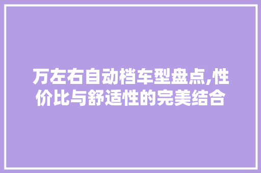万左右自动档车型盘点,性价比与舒适性的完美结合