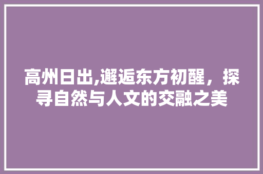 高州日出,邂逅东方初醒，探寻自然与人文的交融之美