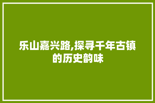 乐山嘉兴路,探寻千年古镇的历史韵味