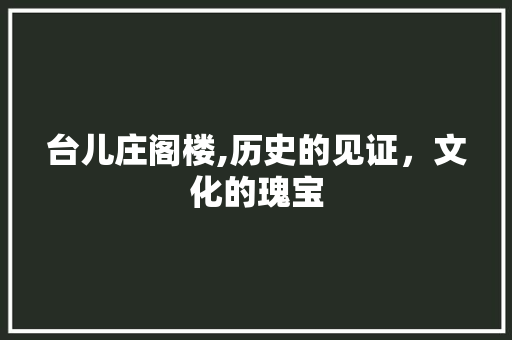 台儿庄阁楼,历史的见证，文化的瑰宝