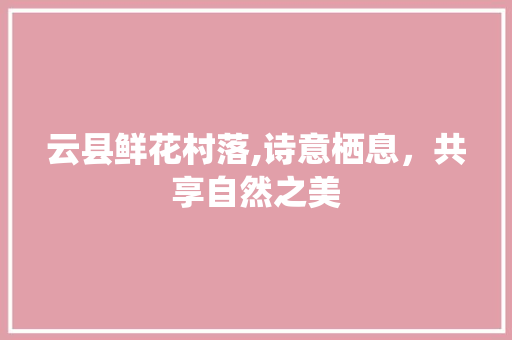云县鲜花村落,诗意栖息，共享自然之美