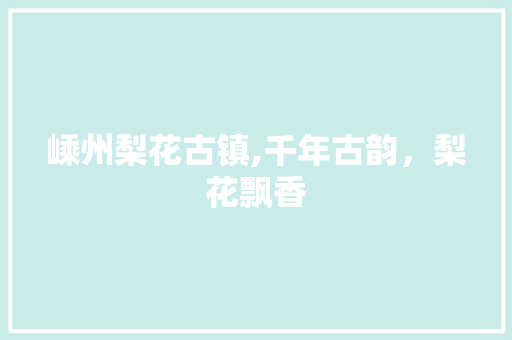 嵊州梨花古镇,千年古韵，梨花飘香