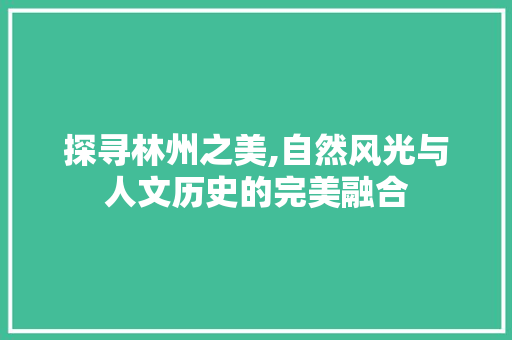 探寻林州之美,自然风光与人文历史的完美融合