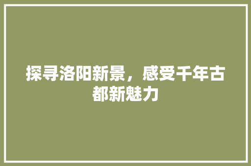 探寻洛阳新景，感受千年古都新魅力