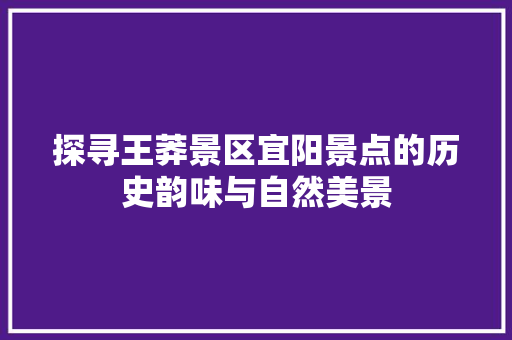 探寻王莽景区宜阳景点的历史韵味与自然美景