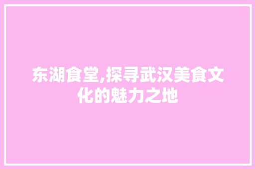 东湖食堂,探寻武汉美食文化的魅力之地  第1张