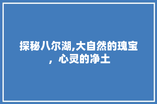 探秘八尔湖,大自然的瑰宝，心灵的净土