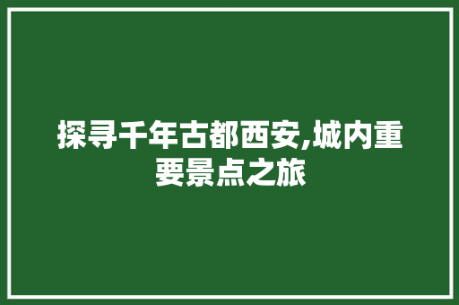 探寻千年古都西安,城内重要景点之旅