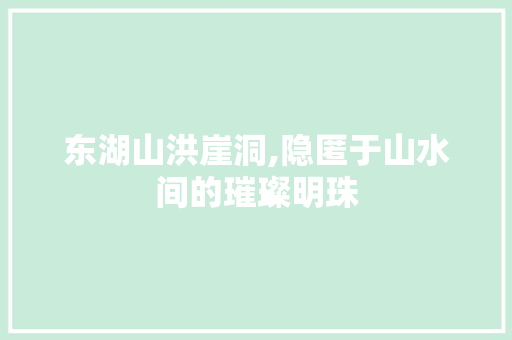 东湖山洪崖洞,隐匿于山水间的璀璨明珠  第1张