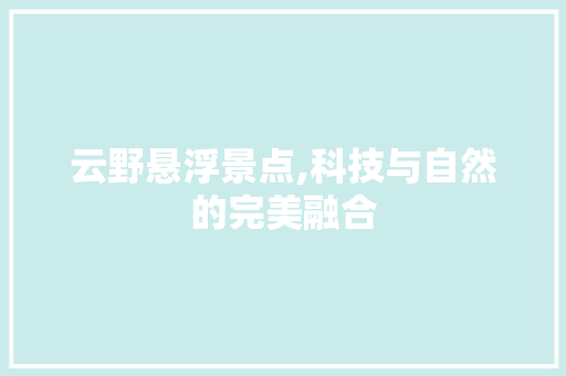 云野悬浮景点,科技与自然的完美融合