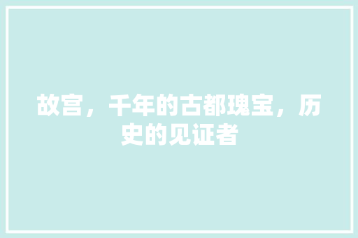 故宫，千年的古都瑰宝，历史的见证者