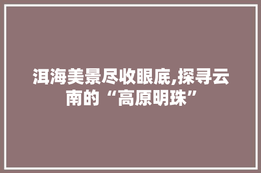 洱海美景尽收眼底,探寻云南的“高原明珠”