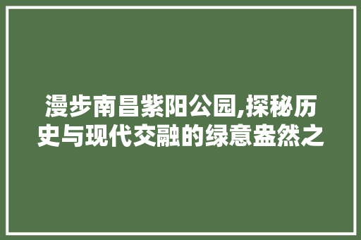 漫步南昌紫阳公园,探秘历史与现代交融的绿意盎然之地