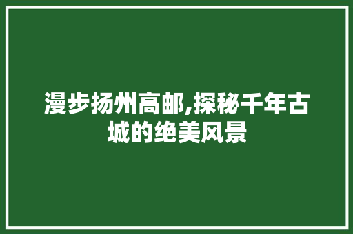 漫步扬州高邮,探秘千年古城的绝美风景
