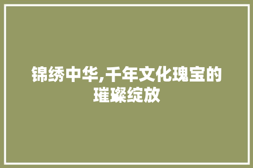 锦绣中华,千年文化瑰宝的璀璨绽放