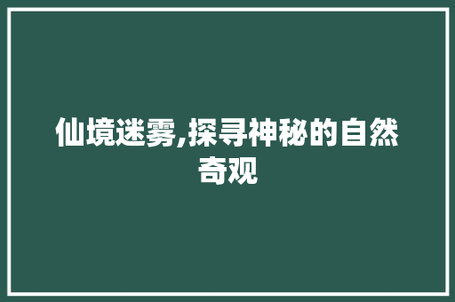 仙境迷雾,探寻神秘的自然奇观