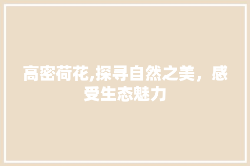 高密荷花,探寻自然之美，感受生态魅力