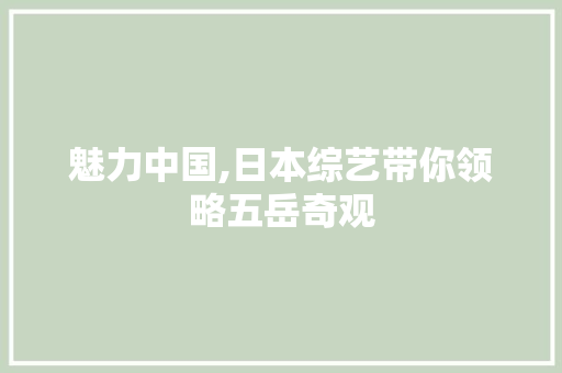 魅力中国,日本综艺带你领略五岳奇观