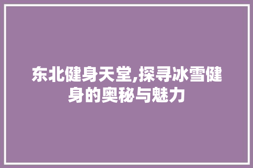 东北健身天堂,探寻冰雪健身的奥秘与魅力