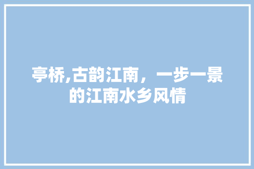 亭桥,古韵江南，一步一景的江南水乡风情