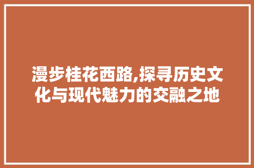 漫步桂花西路,探寻历史文化与现代魅力的交融之地